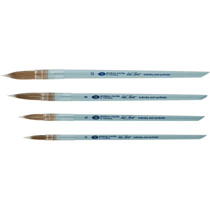 Кисть "Белые ночи", круглая, на короткой ручке, со скосом, №10 - 7