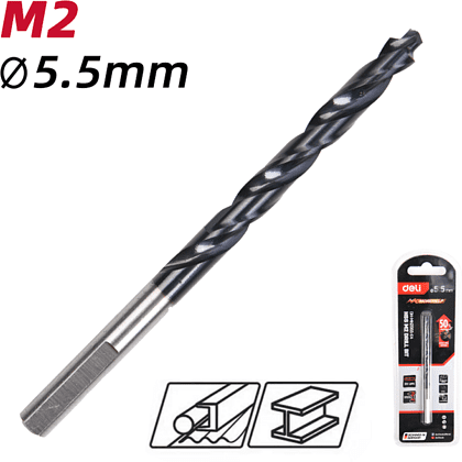 Сверло по металлу Deli RS EDH-MHZ055-E4, 5.5 мм, DIN 338, HSS-TiN - 2