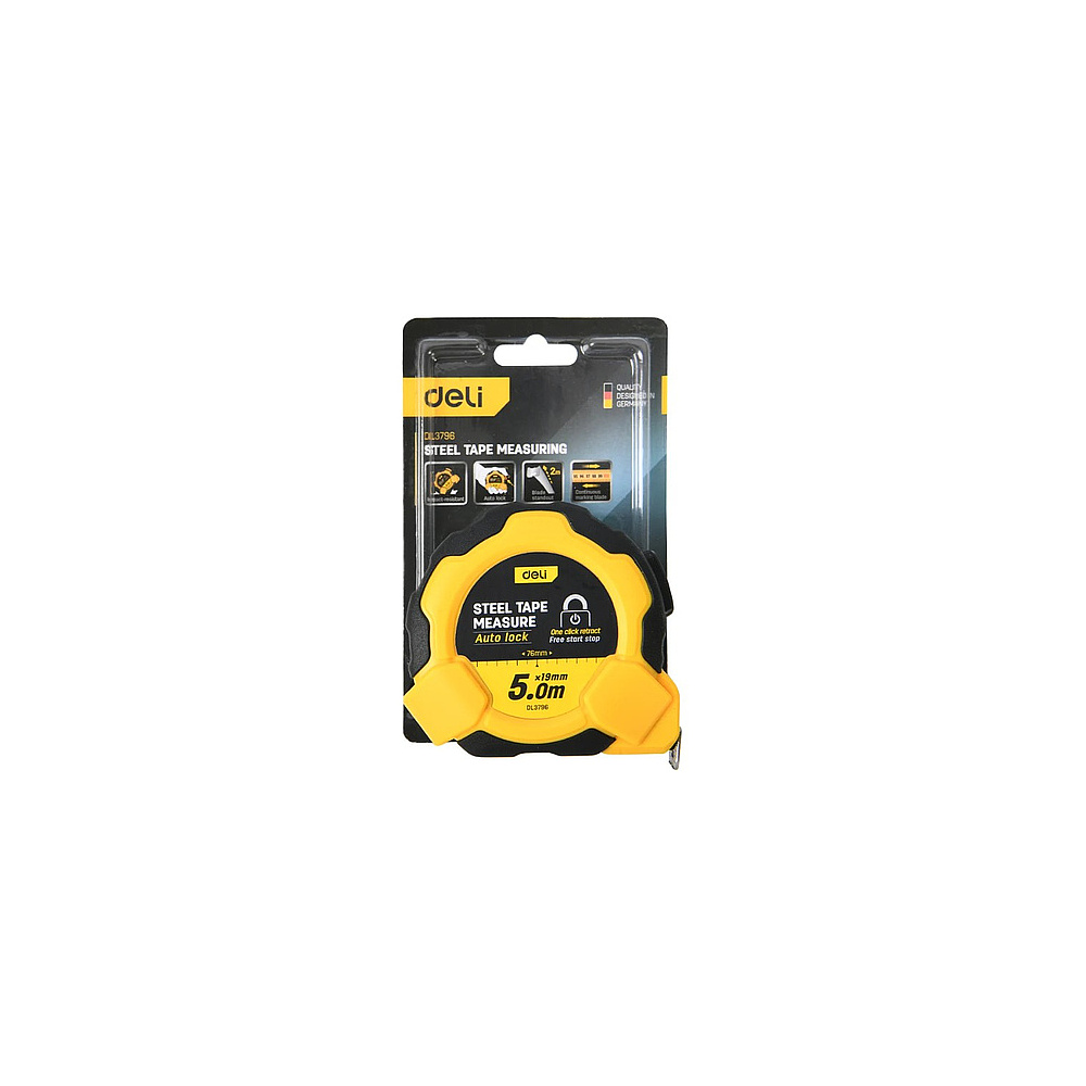 Рулетка Deli YS EDL3796, 5 м х 19 мм, желтый, черный - 10