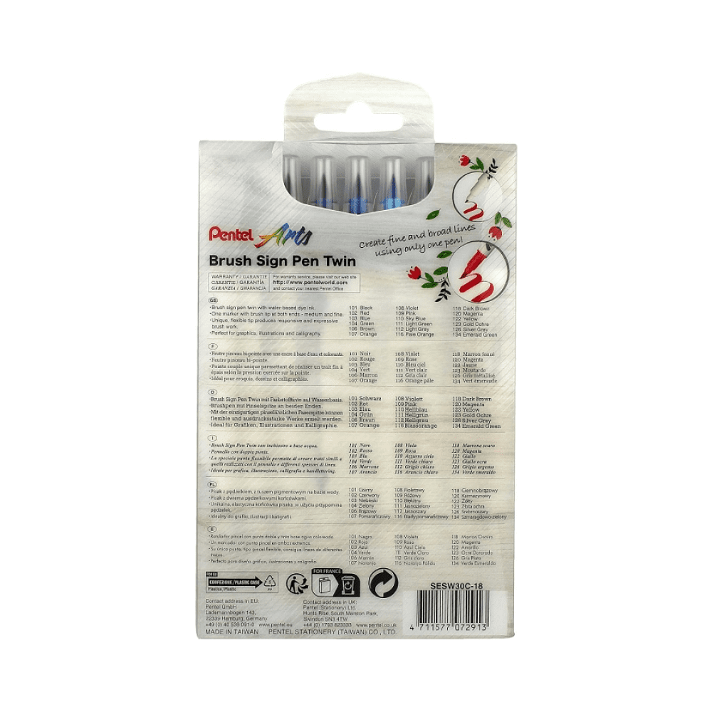 Маркер-кисть "Brush Sign pen twin", 18 шт - 7
