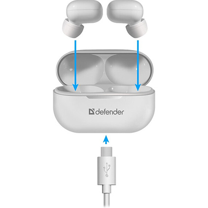 Наушники беспроводные Defender "Twins 905", Bluetooth, белый - 3