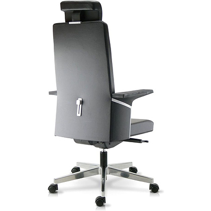 Кресло для руководителя "SOKOA K01", кожа, алюминий, черный - 3