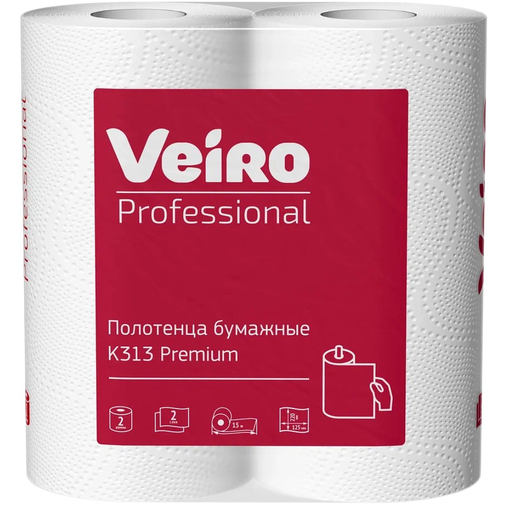 Полотенца бумажные Veiro Professional Premium, в рулонах, 2 рулона, 15 м, 2 слоя