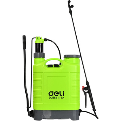 Опрыскиватель садовый помповый Deli GS EDL581116A, 16 л, ранцевый, зеленый, черный
