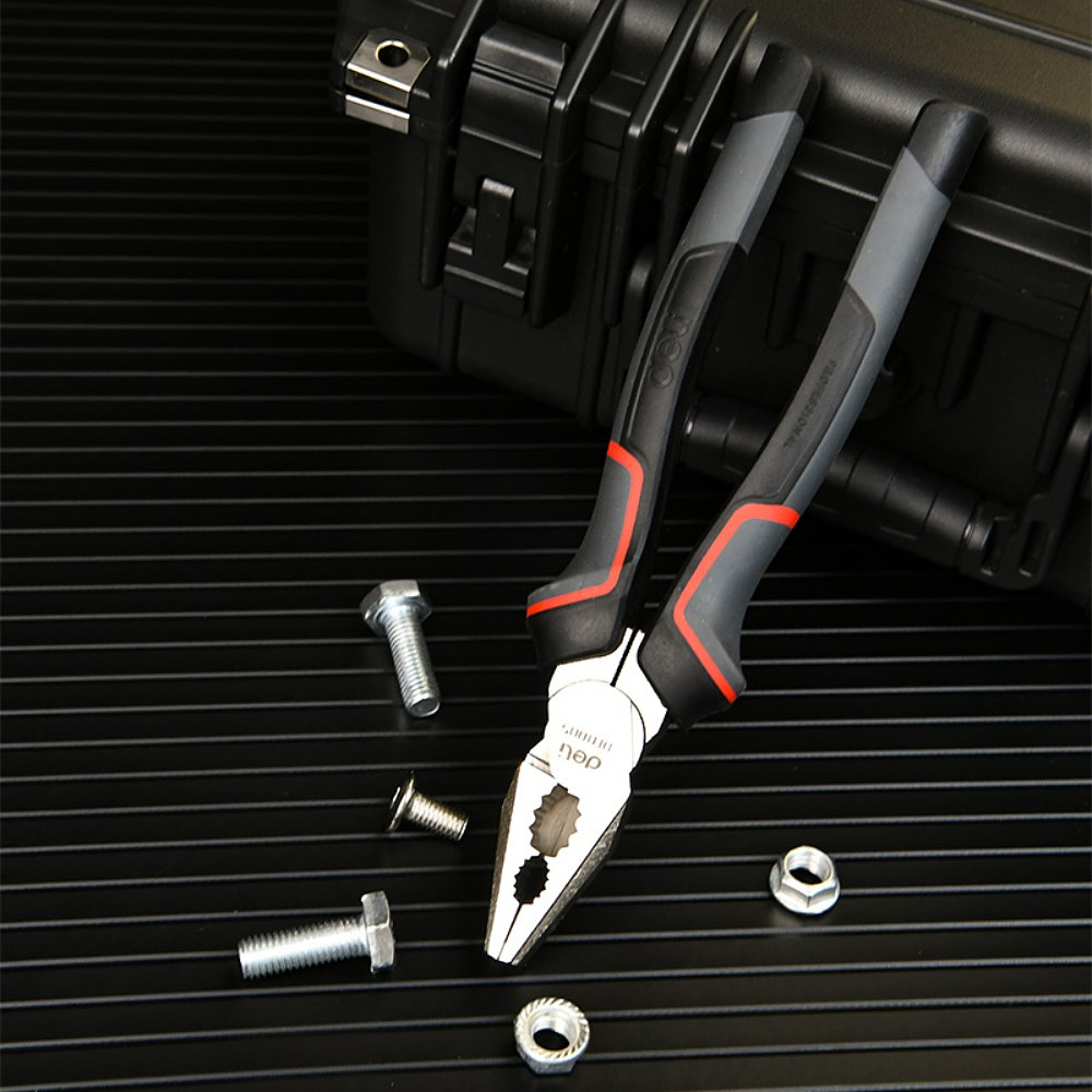 Плоскогубцы Deli RS EDL0005, 200 мм, усиленные., комбинированные, красный, черный - 6