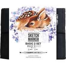 Набор маркеров перманентных двусторонних "Sketchmarker Basic 2", 36 шт.