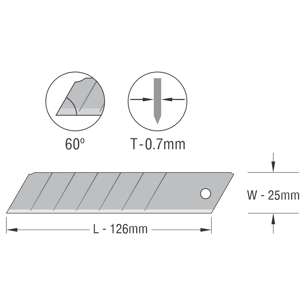 Лезвие для большого ножа Miles "B254-10", 25 мм, 10 шт. - 7