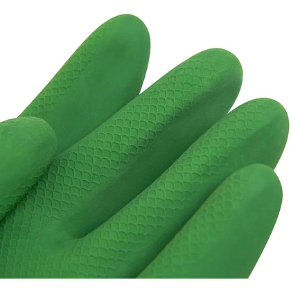 Перчатки латексные хозяйственные Zaubex БИКОЛОР, усиленные, р-р M, зеленый, желтый - 3