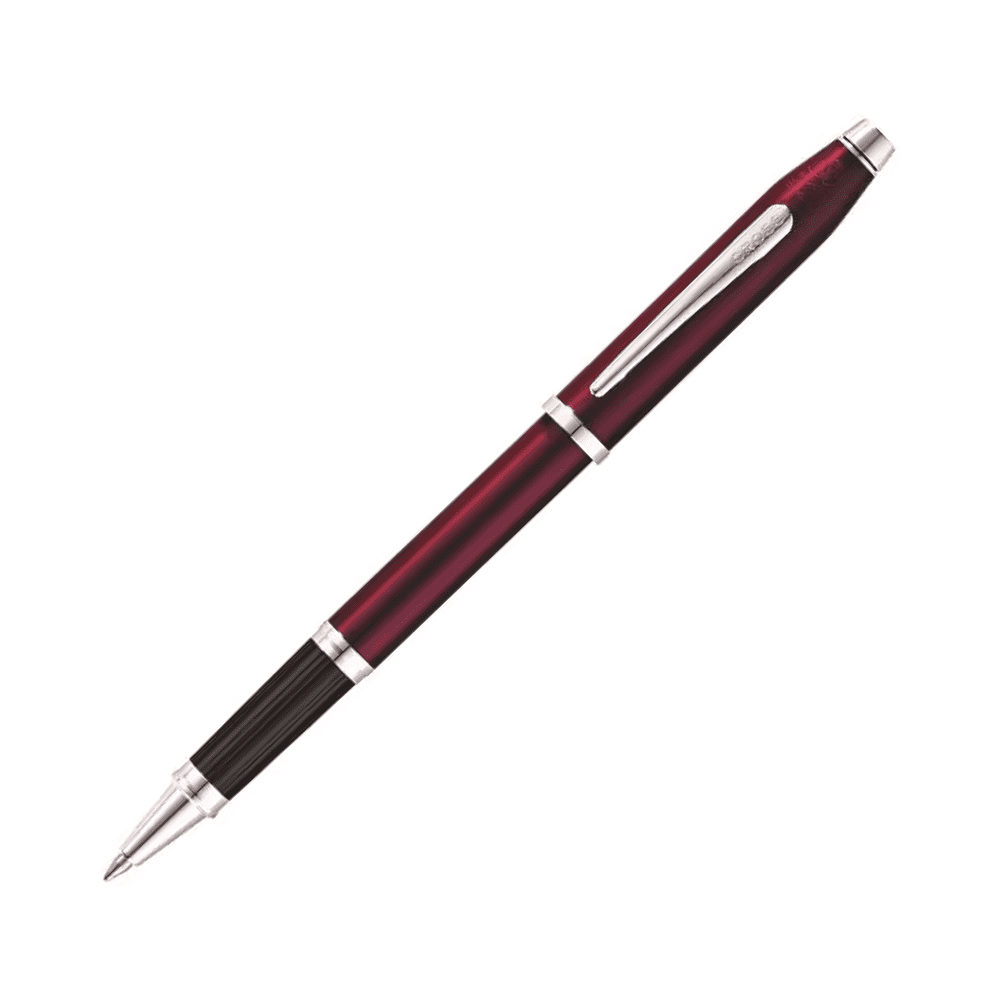 Ручка-роллер "Cross Century II Translucent Plum Lacquer", 0.7 мм, бордовый, серебристый, стерж. черный