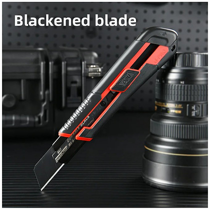 Нож строительный Deli RS EDL025G, 25 мм, универсальный, черный, красный - 3