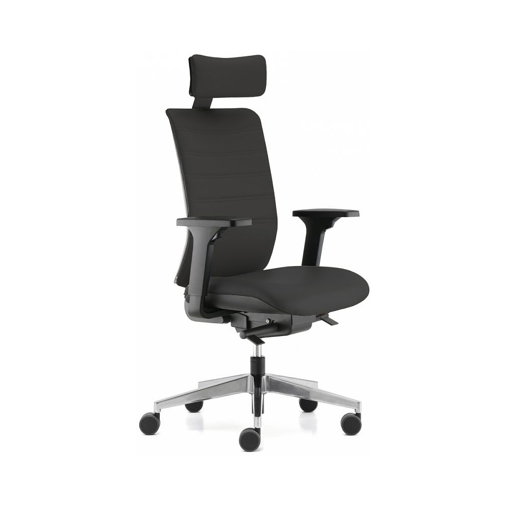 Кресло для руководителя "Sokoa Wi-Max", кожа, алюминий, черный
