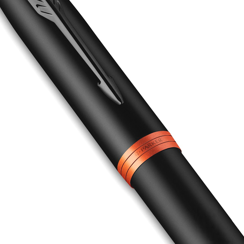 Ручка перьевая Parker "IM Vibrant Rings F315", M, черный, оранжевый, патрон синий - 6