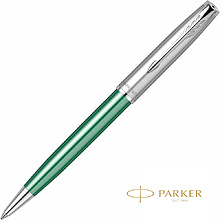 Ручка шариковая автоматическая Parker "Sonnet Essential SB K545", 0,7 мм, серебристый, зеленый, стерж. черный