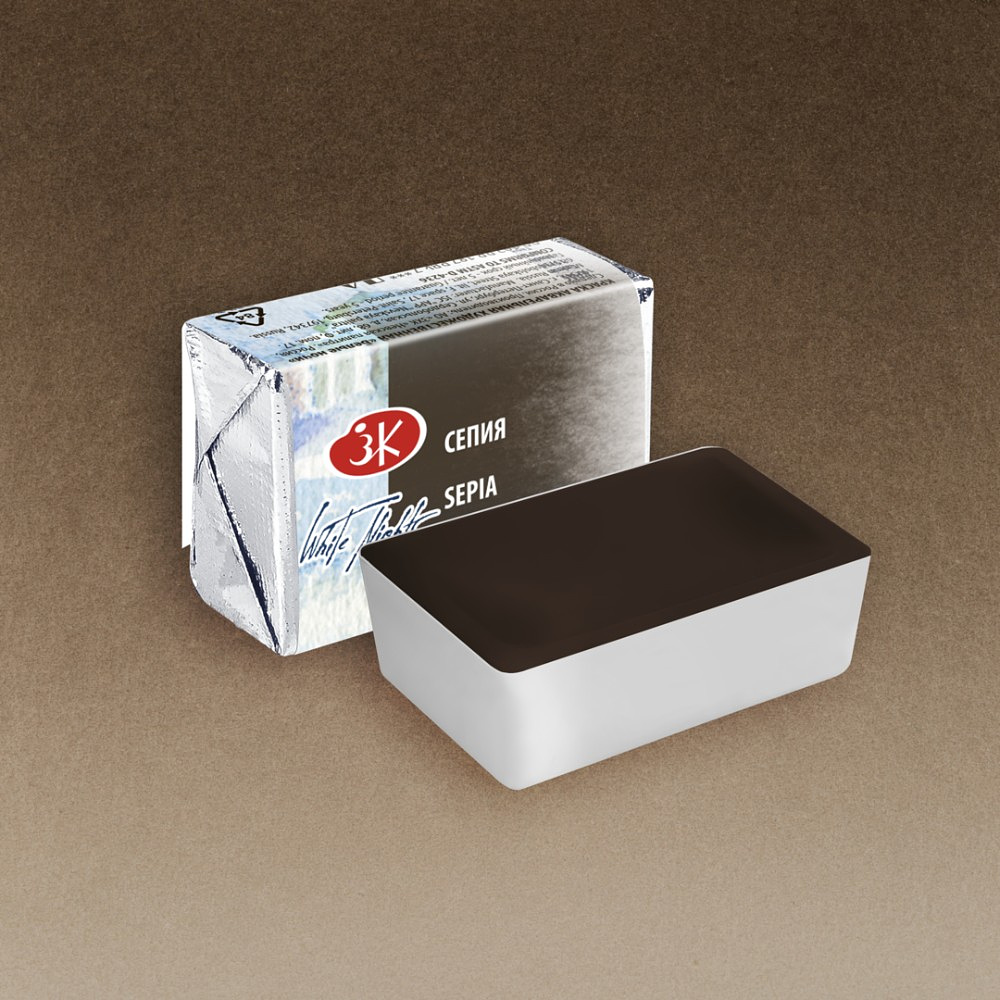 Краски акварельные "Белые ночи", 413 сепия, кювета - 2