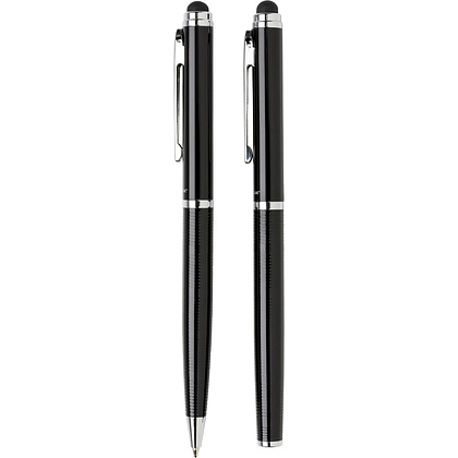 Набор ручек "Deluxe": ручка шариковая автоматическая и роллер, черный, серебристый - 5