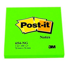 Бумага для заметок "Post-it Notes", 76x76 мм, 100 листов, зеленый неон