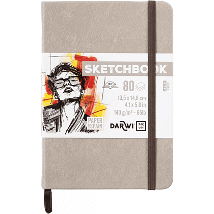 Скетчбук "Darwi", 10.5х14.8 см, 140 г/м2, 80 листов, бежевый
