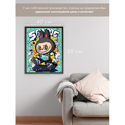 Картина по номерам "Лабубу скейтер бирюзовый" - 3