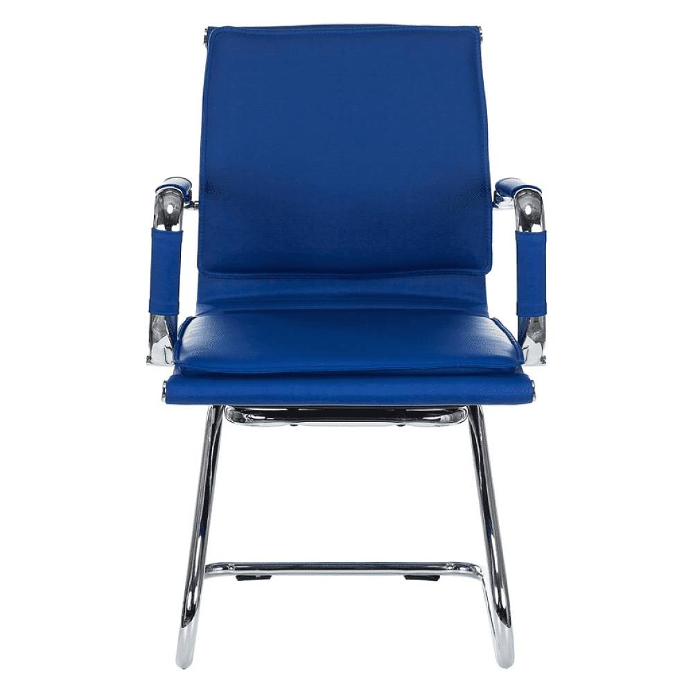 Кресло на полозьях "Бюрократ Ch-993-Low-V", экокожа, синий, металл хром - 4