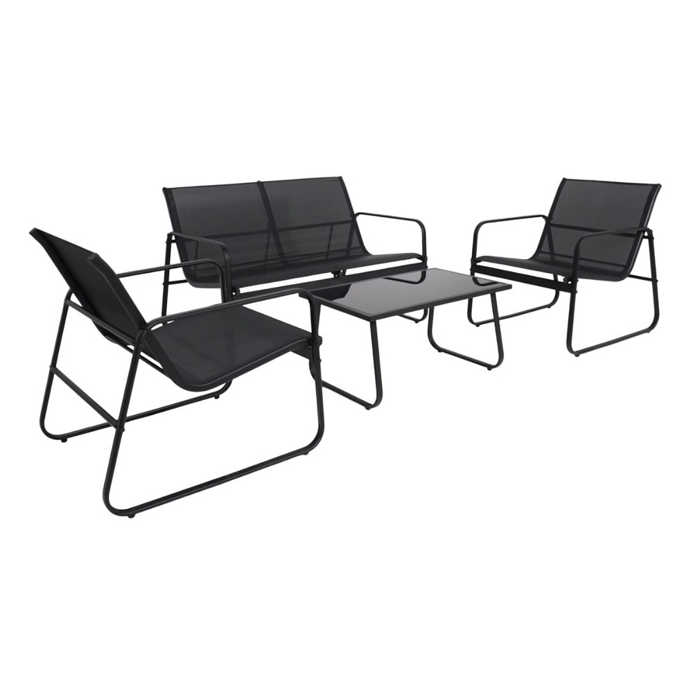 Комплект мебели садовой AksHome VERANDA (кресло 2 шт, диван 1 шт, стол 1 шт), черный