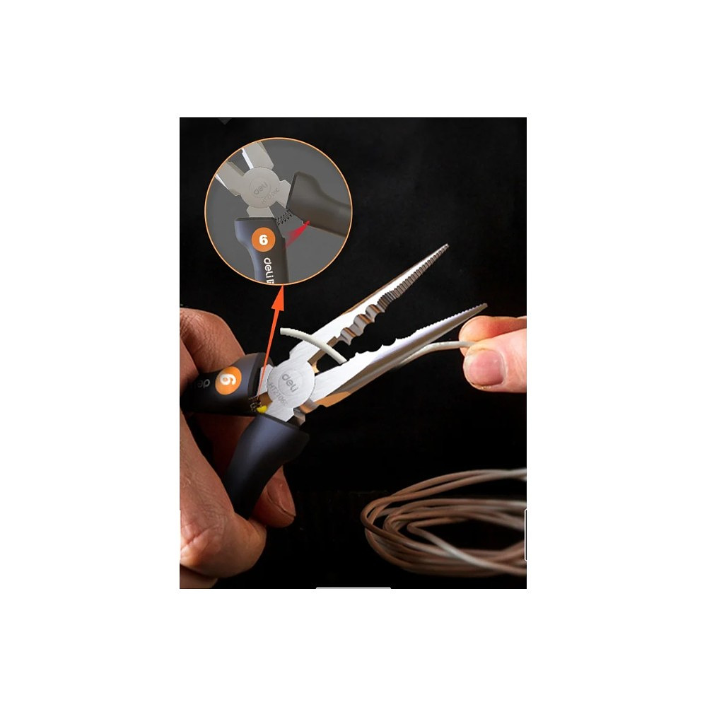 Длинногубцы Deli HS HT2106C, 160 мм, Soft Touch, оранжевый - 4