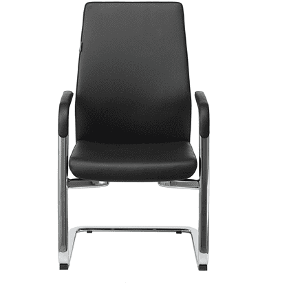 Кресло на полозьях Бюрократ "_JONS-LOW-V", натуральная кожа, черный, металл хром - 2