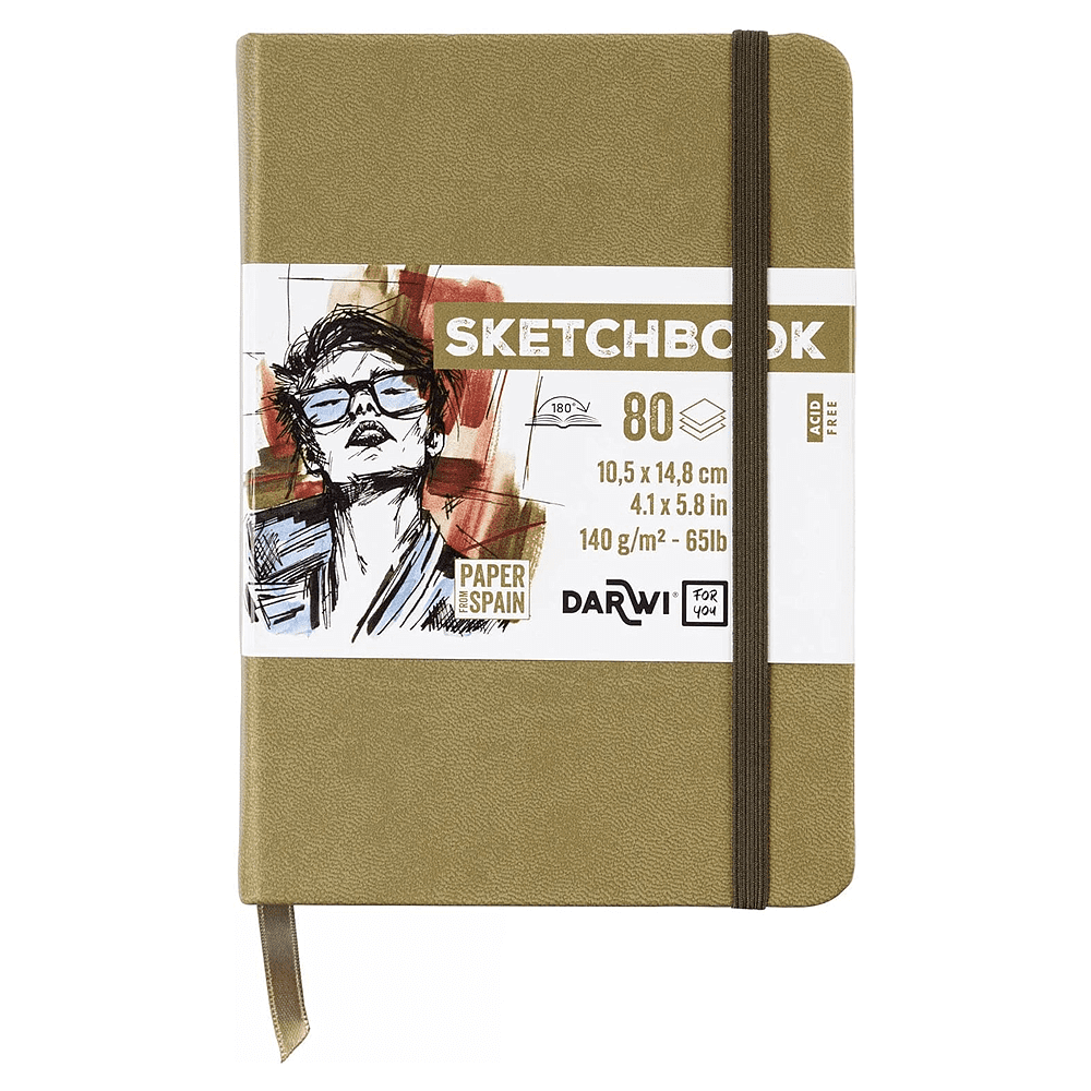 Скетчбук "Darwi", 10.5х14.8 см, 140 г/м2, 80 листов, хакки