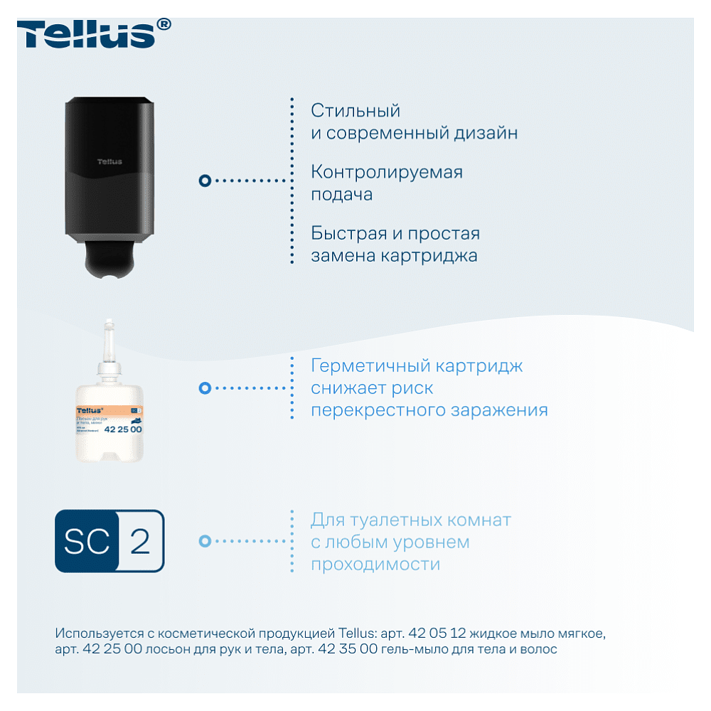 Диспенсер Tellus для косметической продукции мини, черный, SC2 - 8