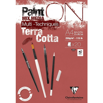 Блок-склейка "Paint'On", А4, 250г/м2, 20 листов, терракотовая бумага