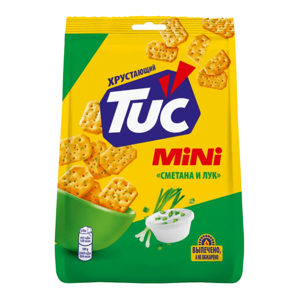 Крекеры "TUC Mini", 110 гр, со вкусом сметаны и лука