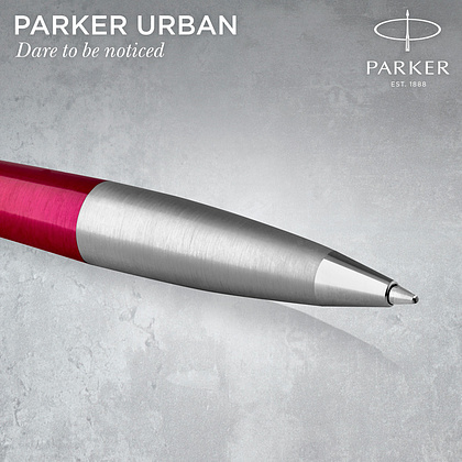 Ручка шариковая автоматическая Parker "Urban Core K314 Vibrant Magenta CT", 1.0 мм, пурпурный, серебристый, стерж. синий - 4