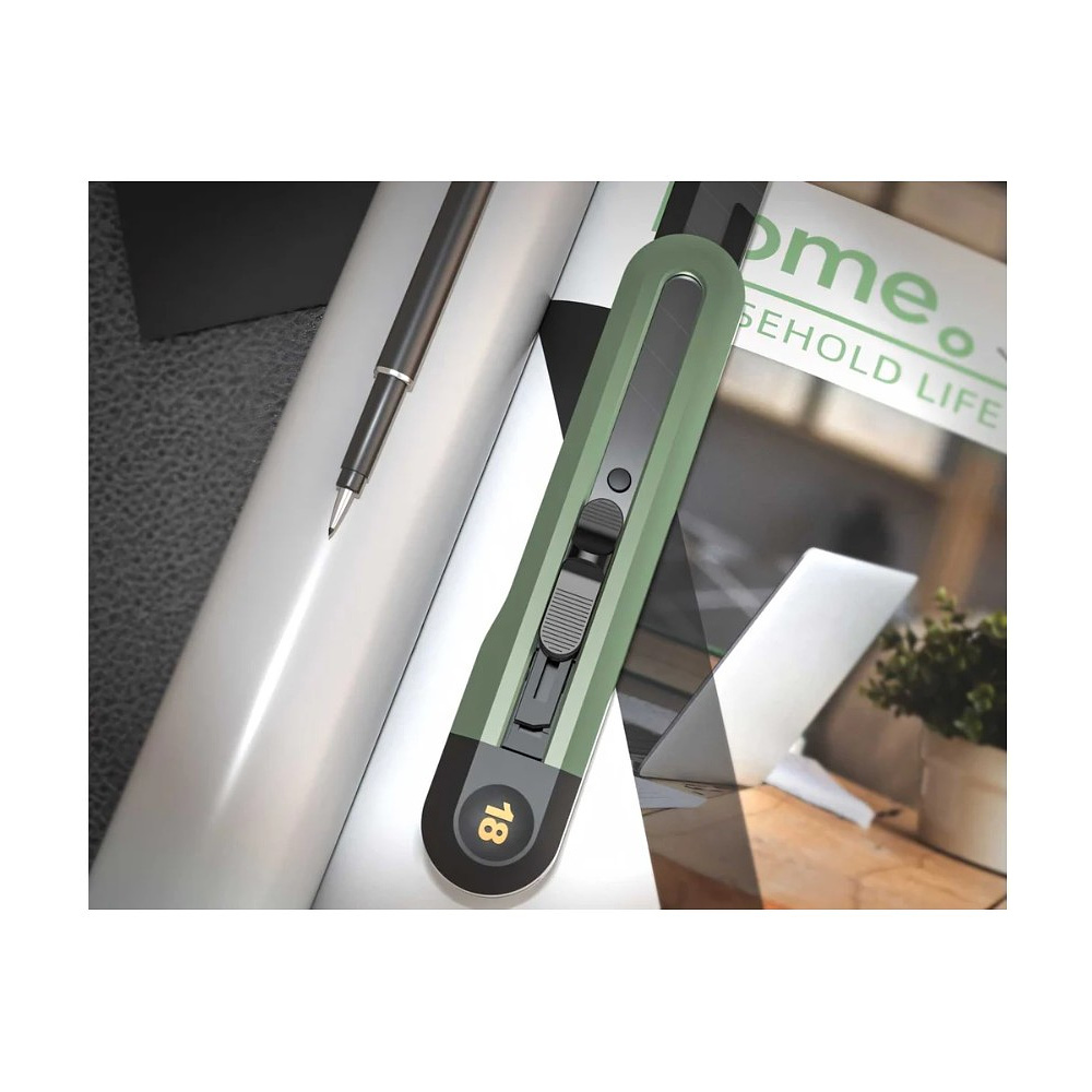 Набор ножей строительных Deli HSEHT4003L, 3 шт (ножи 9мм/18мм/трапеция), Soft Touch, зеленый - 13