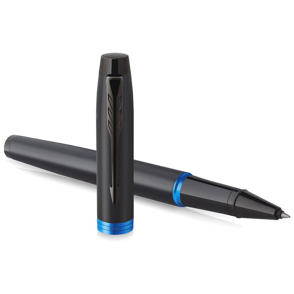 Ручка-роллер Parker "IM Vibrant Rings T315 Marine Blue PVD", 0,5 мм, черный, синий, стерж. черный - 3