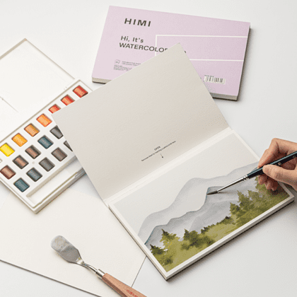 Блок-склейка бумаги для акварели "Himi", 14х21,5 см, 300 г/м2, 20 листов, голубой - 7