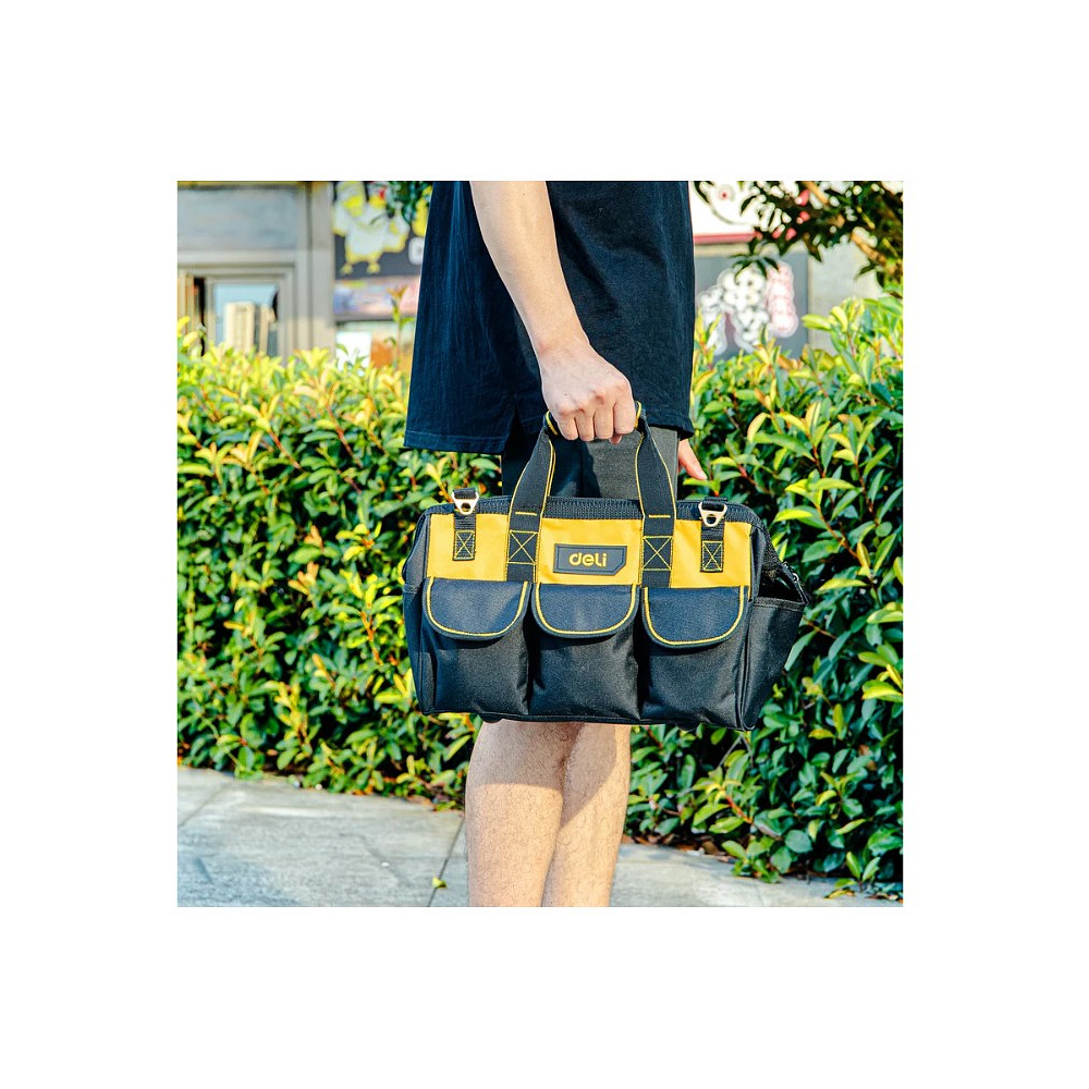Сумка для инструментов Deli YS EDL430116, 360х180х250 мм, ткань Oxford, черный, желтый - 12