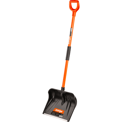 Лопата снеговая Amigo, 450x330, морозостойкий полипропилен, ребра жесткости, стальной черенок, D-образная рукоятка, черная