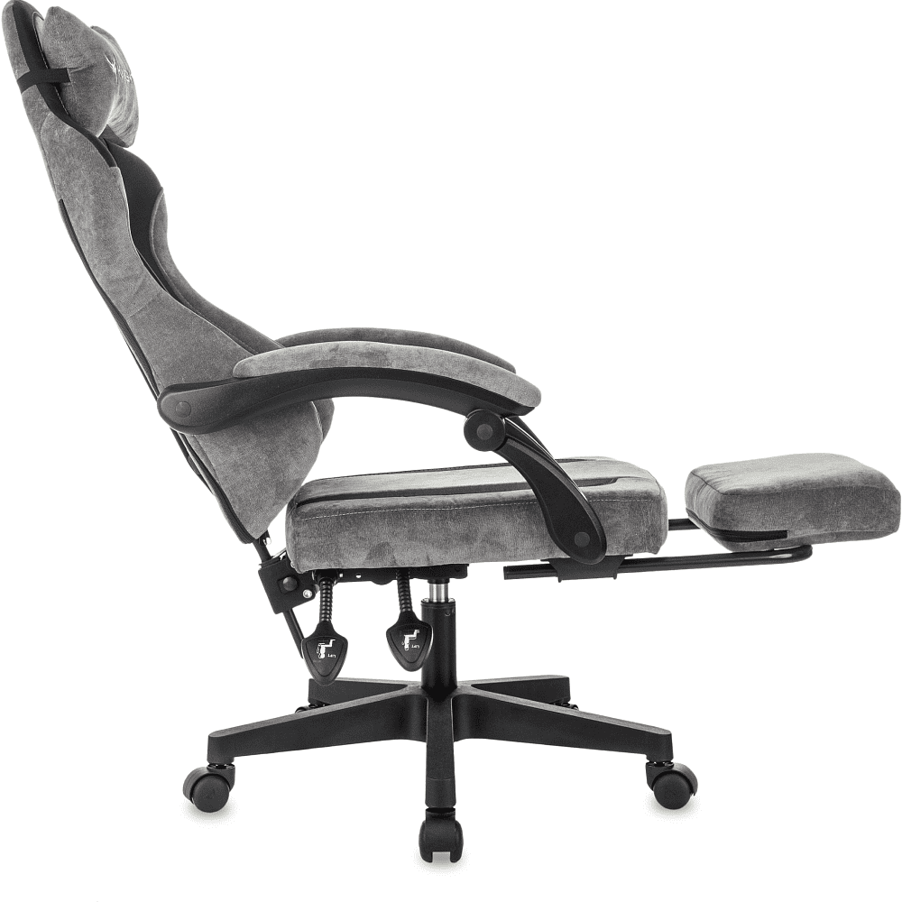 Кресло игровое Бюрократ Knight "Custom/F GR", ткань, пластик, серый, черный - 8