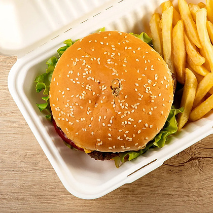 Ланч-бокс 230x158x79 мм, 1 секция, 100 шт/упак, сахарный тростник - 3