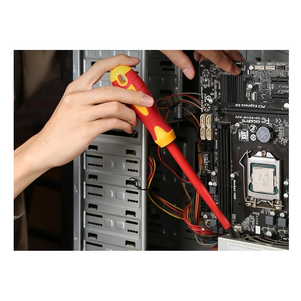 Отвертка диэлектрическая Deli YS EDL518150, PH3х150 мм, желтый, красный - 2