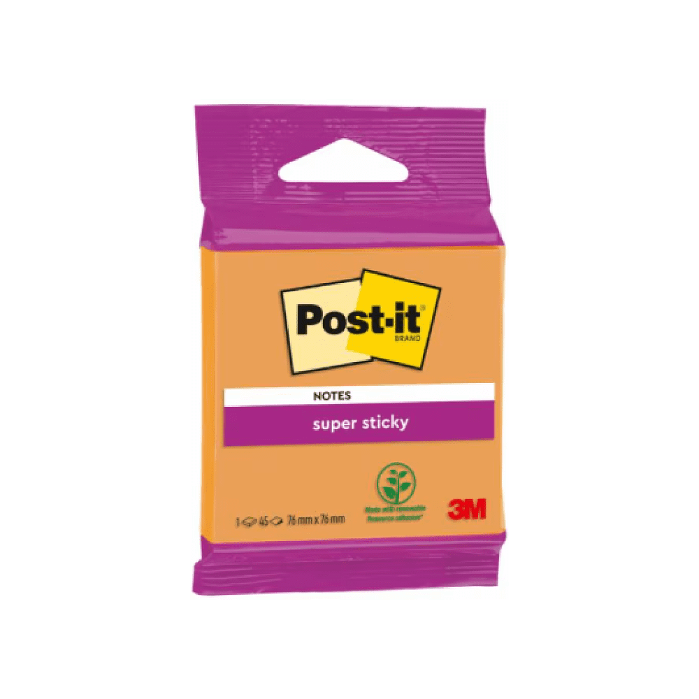 Бумага для заметок "Post-it SuperSticky", 76х76 мм, 45 листов, ассорти - 2