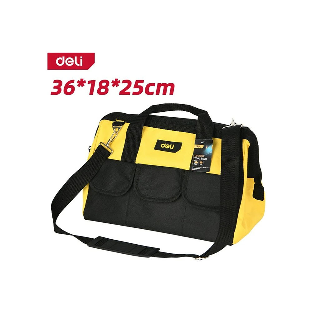 Сумка для инструментов Deli YS EDL430016, 360х180х250 мм, ткань Oxford, черный, желтый - 2