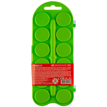 Краски акварельные "Цветик", 12 цветов, пластик, зеленый - 3