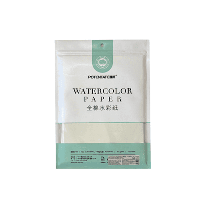 Бумага для акварели "Potentate", хлопок, горячий пресс, 19.5х27 см, 10 листов