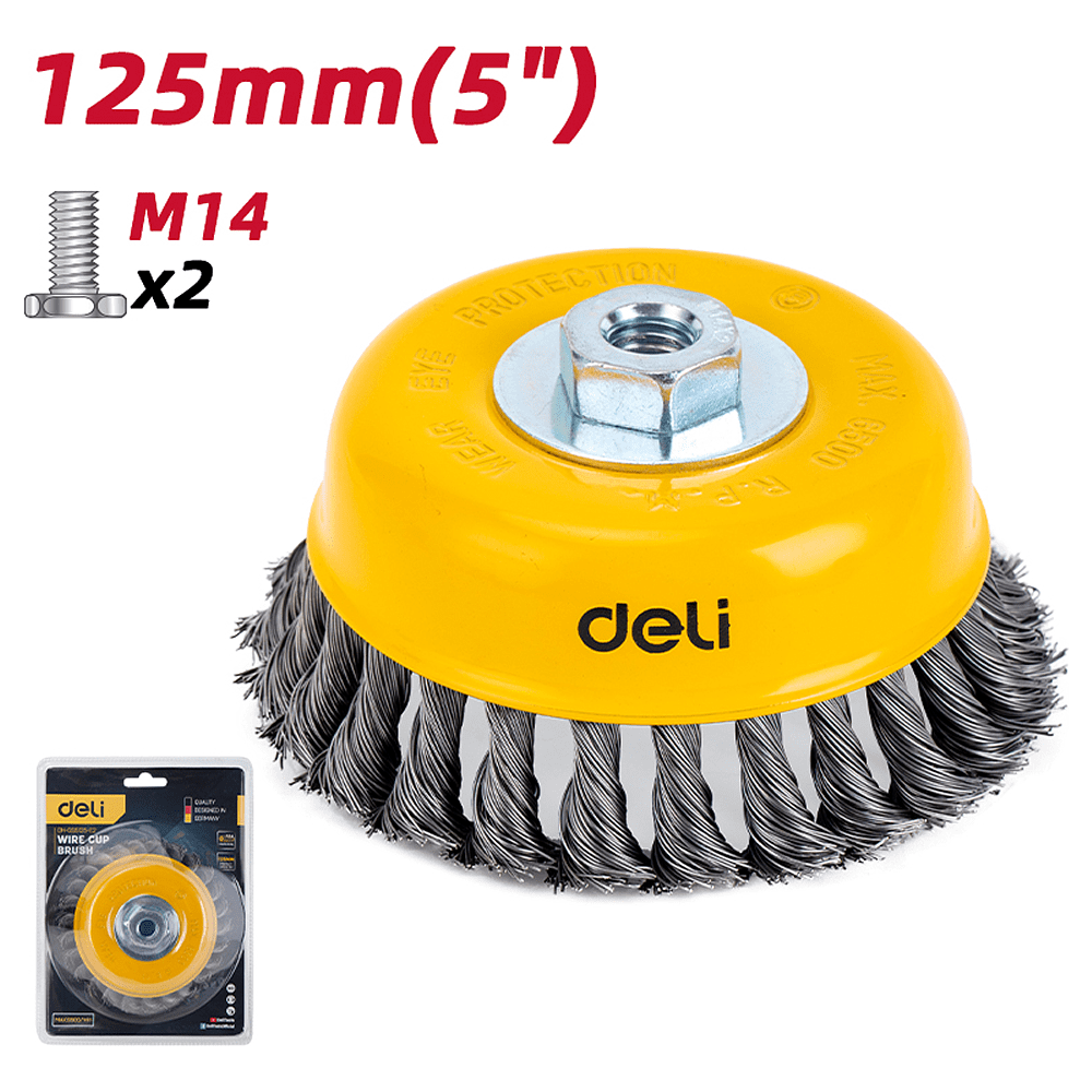 Щетка для УШМ Deli YS EDH-GSS125-E2, чашечная, проволочная, 125 мм - 2