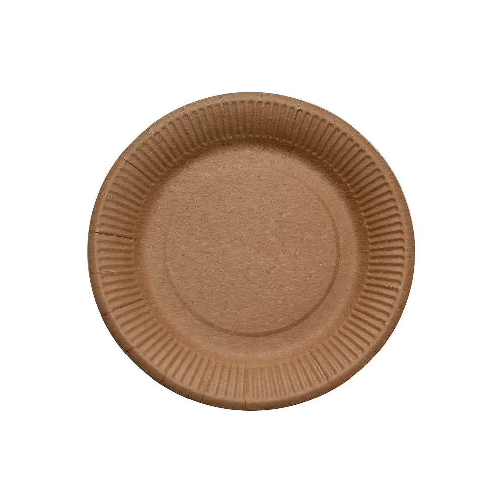 Тарелка бумажная одноразовая 230 мм, 100шт/упак, крафт