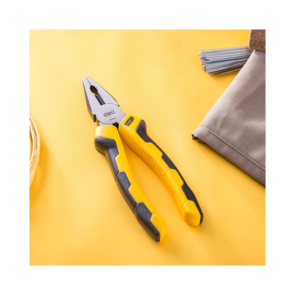 Плоскогубцы "Deli" 200 мм., желтый, черный - 5