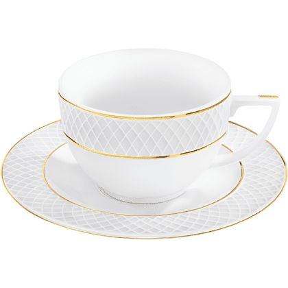 Чашка с блюдцем "WL-880102404 Diamond", 240 мл, фарфор, белый