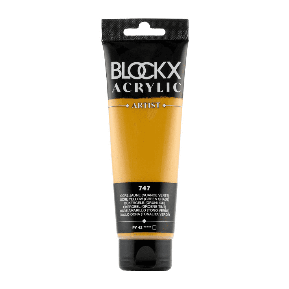 Краски акриловые "Blockx", 747 охра желтая (зеленый оттенок), 120 мл