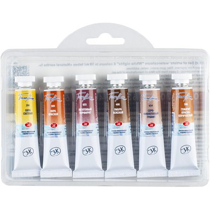 Краски акварельные "Белые ночи натуральные земли", набор 6 цветов, тубы - 2