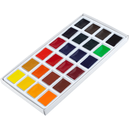 Краски акварельные "Ладога", набор 24 цветов, кюветы - 7